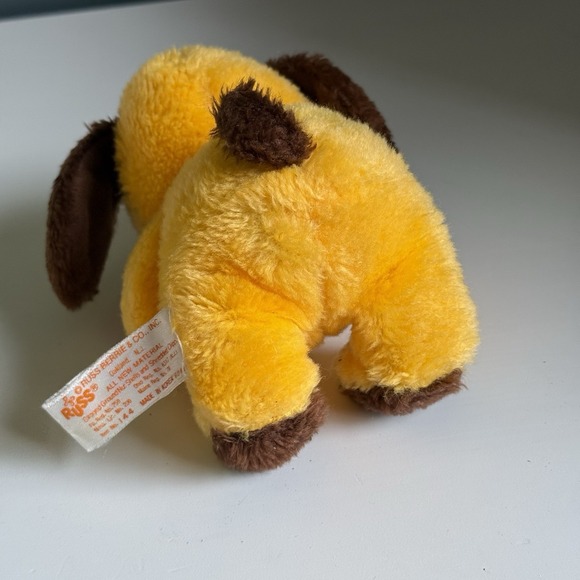 VERY RARE‎ Vintage RUSS BERRIE Butch Orange White Brown Spot PLUSH TOY 7in t22 - Picture 8 of 12